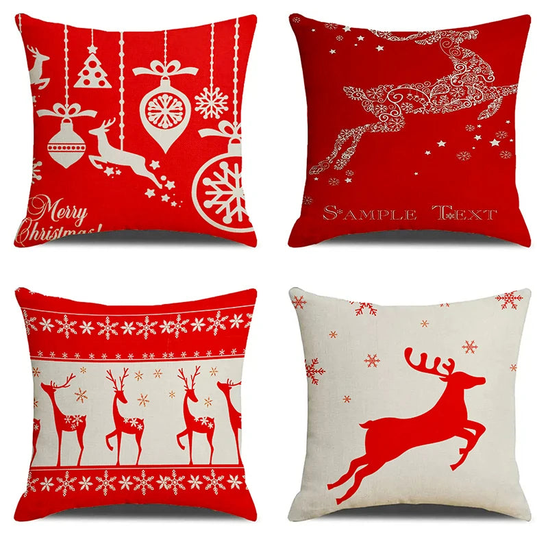 Housse de Coussin Noël 40x40 cm motifs festifs