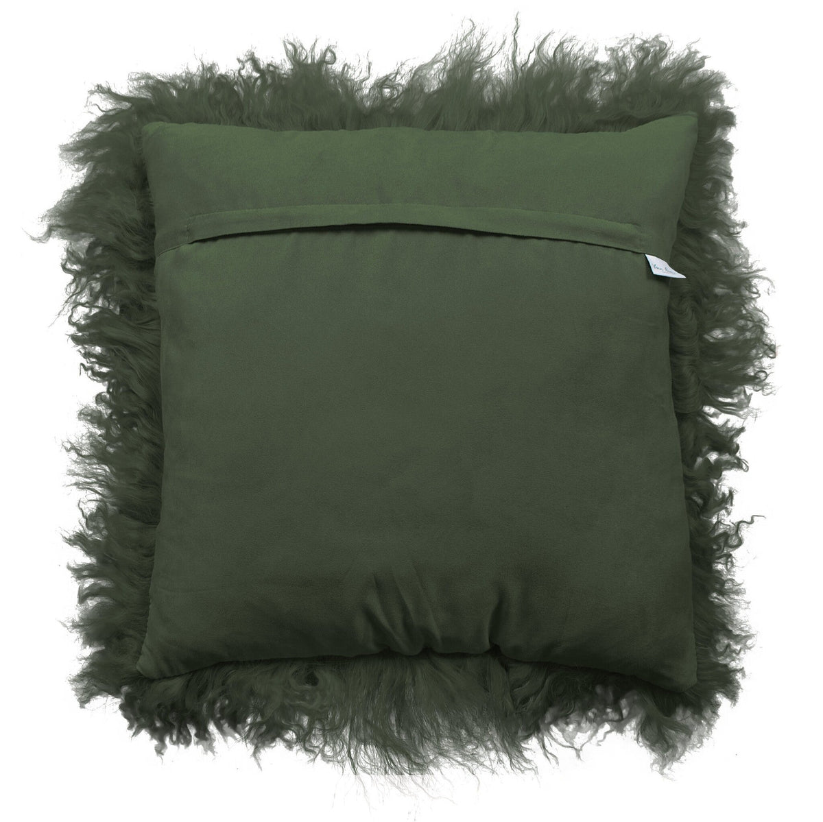 Dos de la housse carrée 45x45 cm en tissu doux assorti, avec fermeture éclair