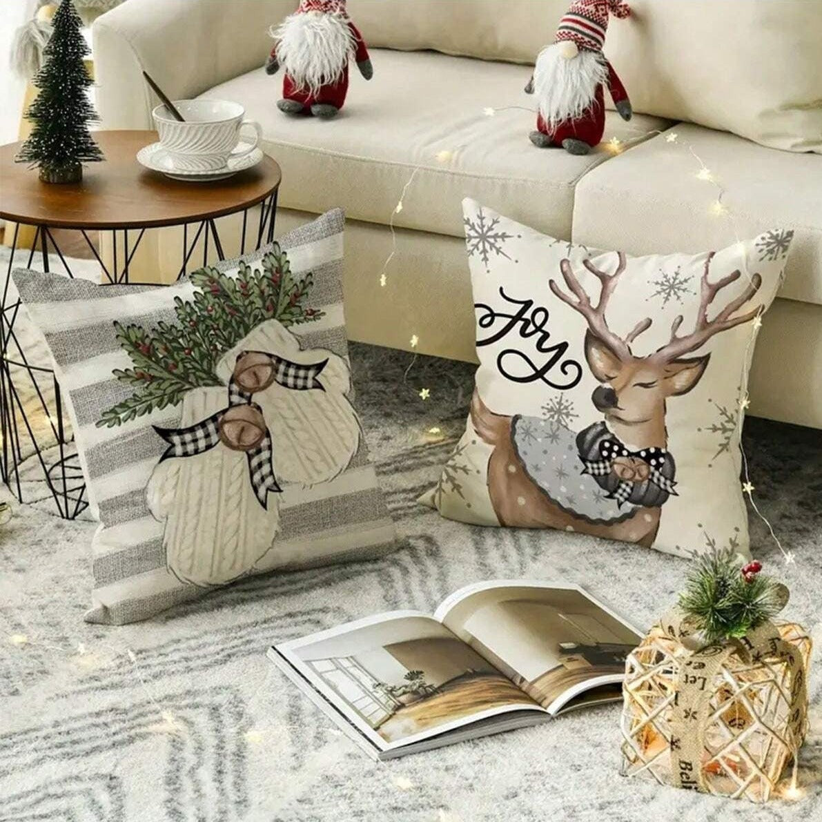 Coussin de noël avec cerf