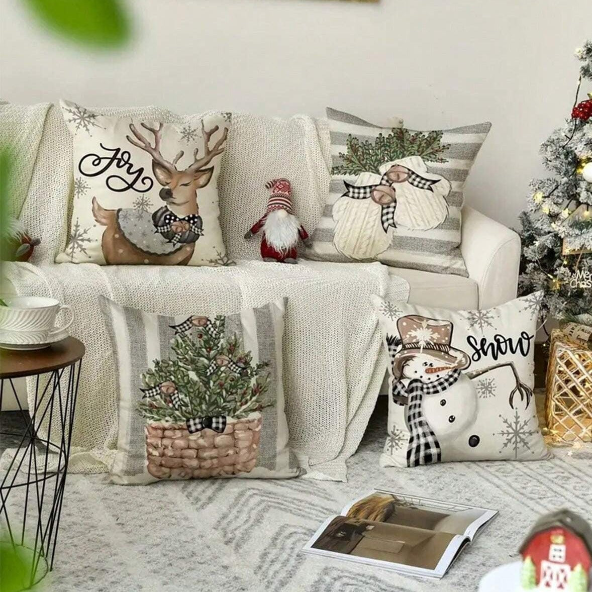 Coussin de noël avec cerf