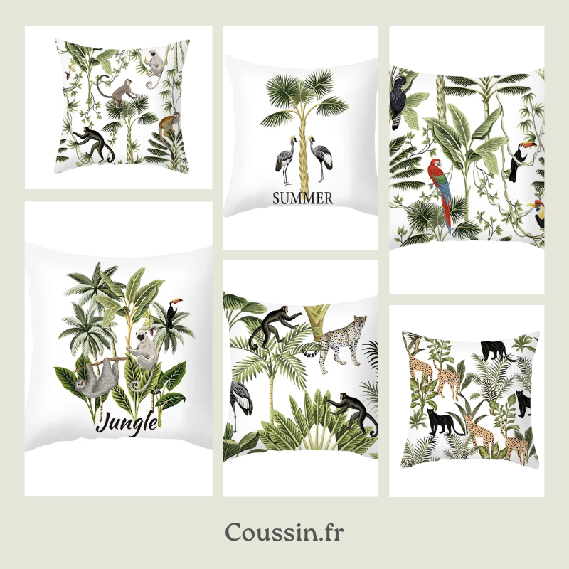 Coussin animaux jungle