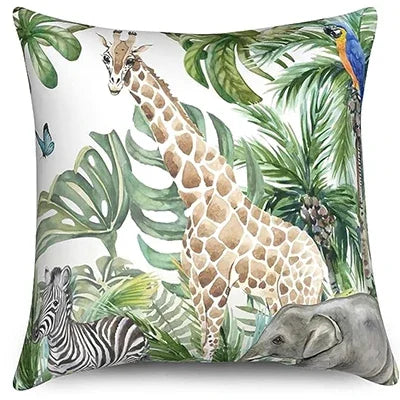 Coussin animaux savane naturel tissu doux