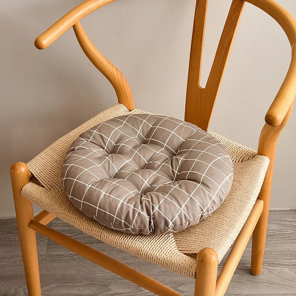 Coussin rond chaise gris géométrique