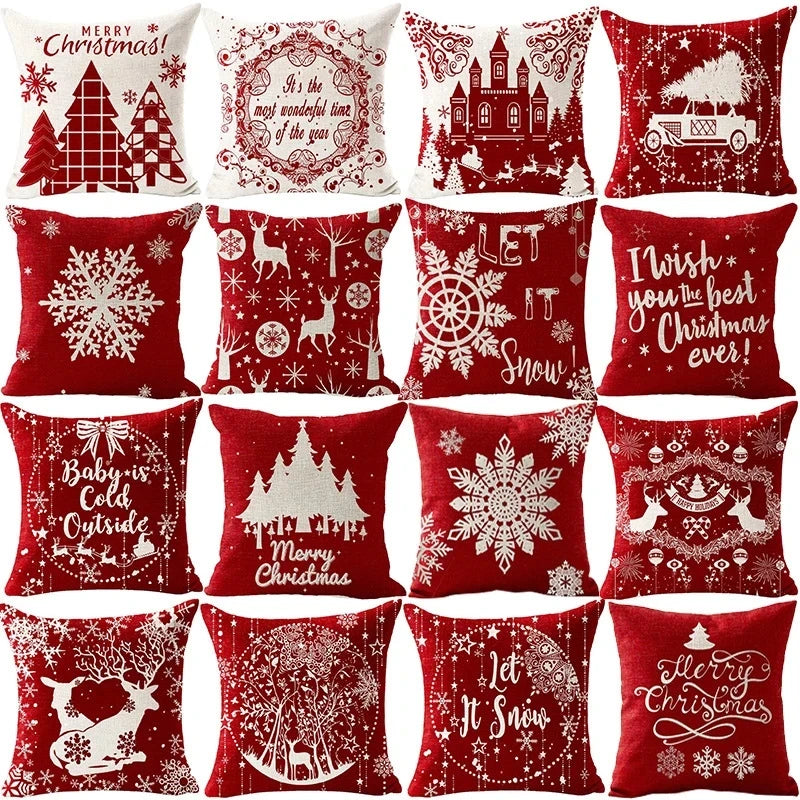 Coussins de Noël rouge avec motifs festifs