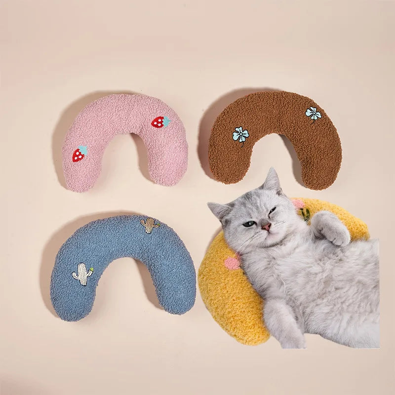 Coussin peluche pour chat ergonomique