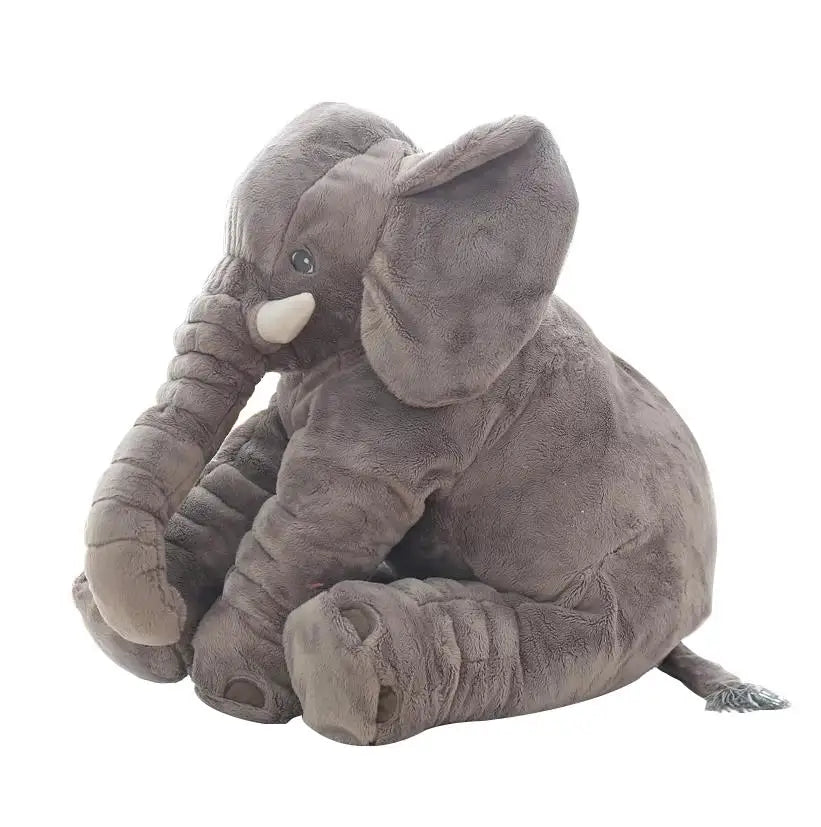 Coussin peluche éléphant gris doux