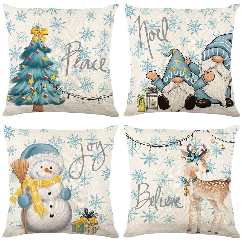 Coussin de Noël blanc avec sapin