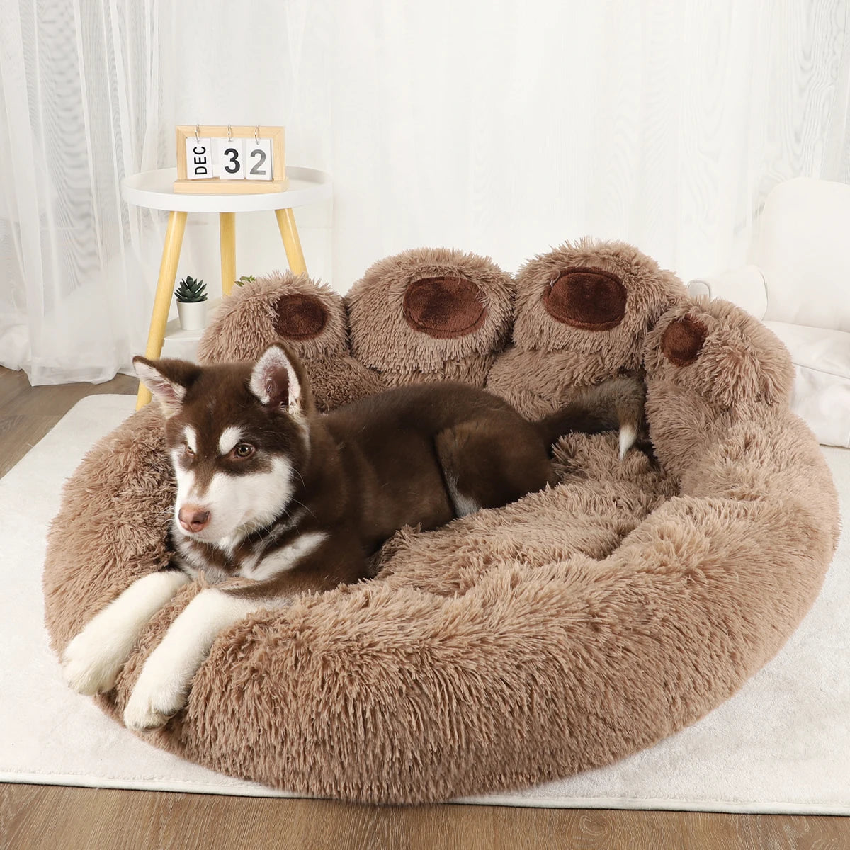 Grand coussin chien rond et moelleux