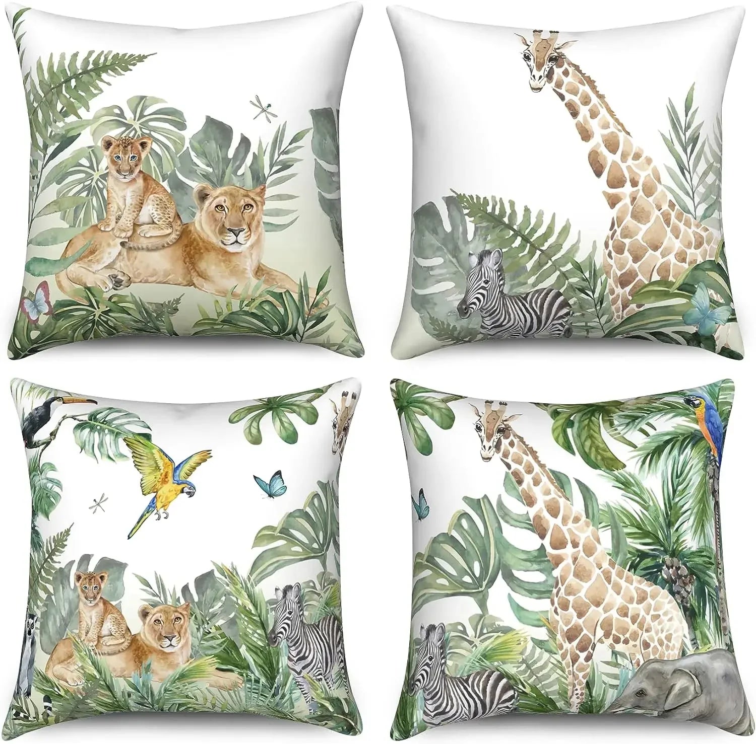 Coussin animaux savane exotiques décoratifs