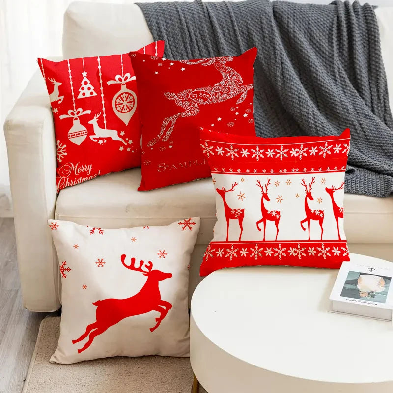 Housse de coussin de Noël à motif de flocons