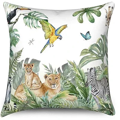 Coussin animaux savane carré tropical intérieur