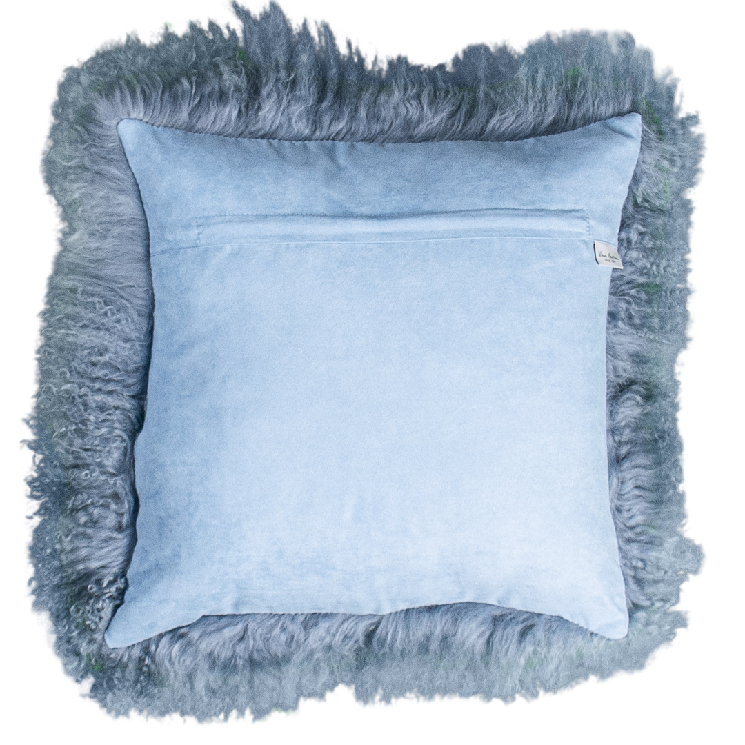 Dos du coussin carré 45x45 cm en tissu doux assorti, avec fermeture éclair