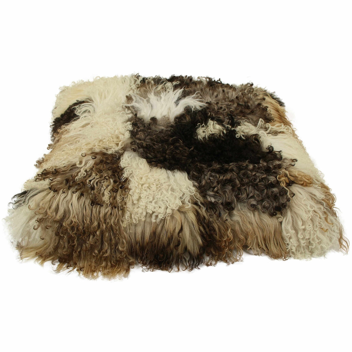 Coussin XXL en peau de mouton bouclée vu de dessus