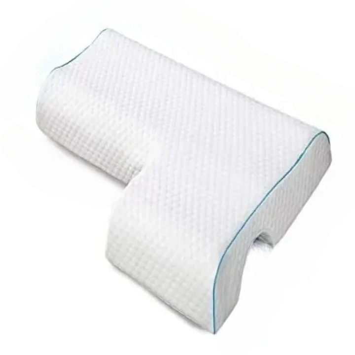 Coussin anti ronflement mémoire de forme en coton sur fond blanc