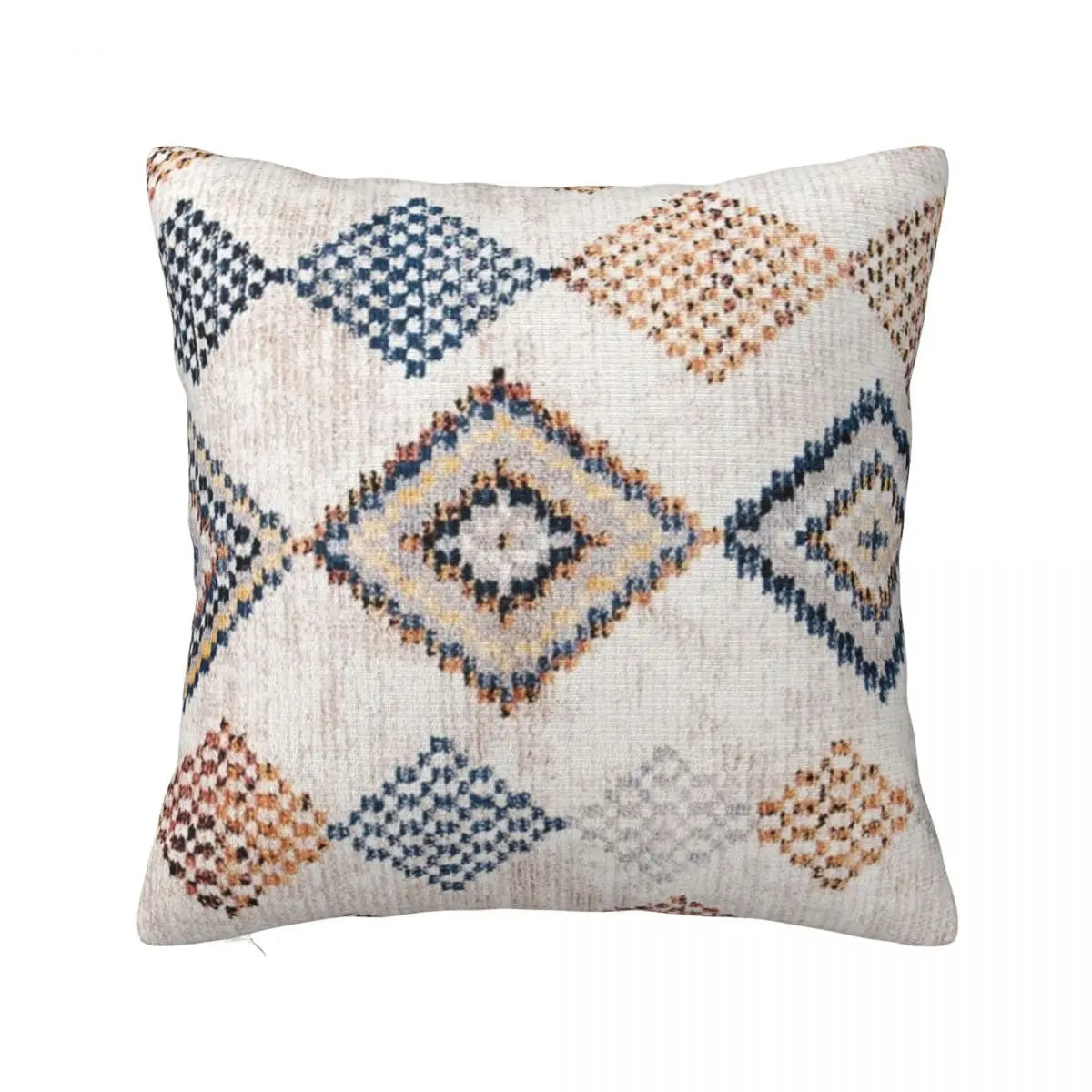 Coussin berbere maroc avec motifs à losanges sur fond blanc