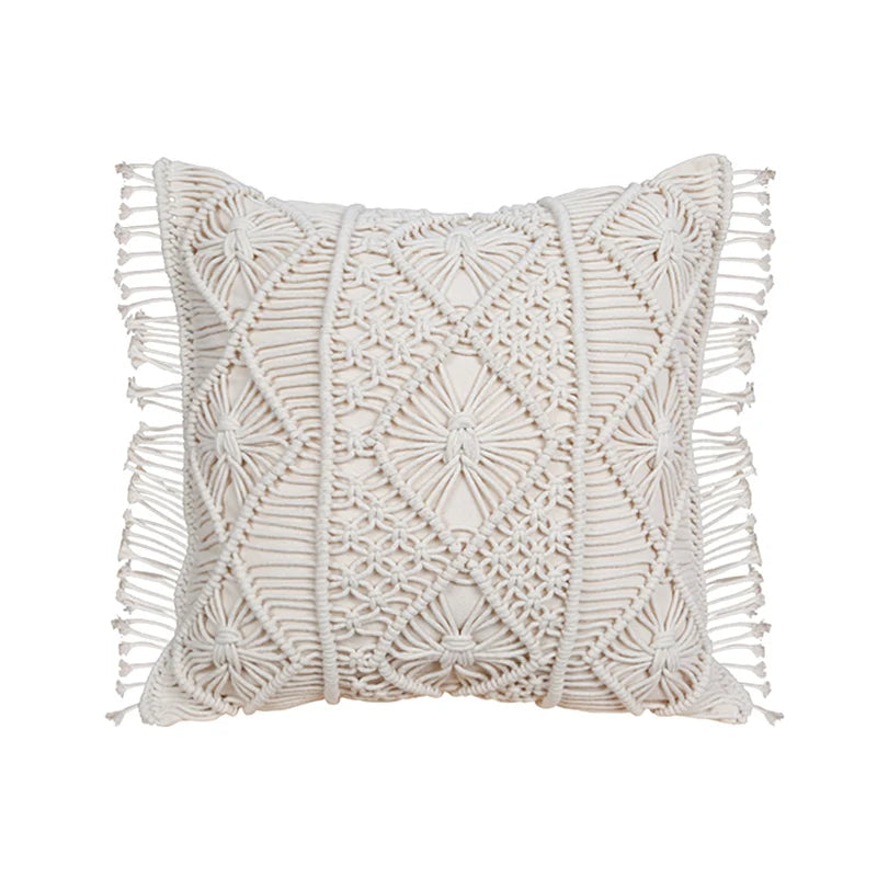 Coussin au crochet bohème avec motifs géométriques