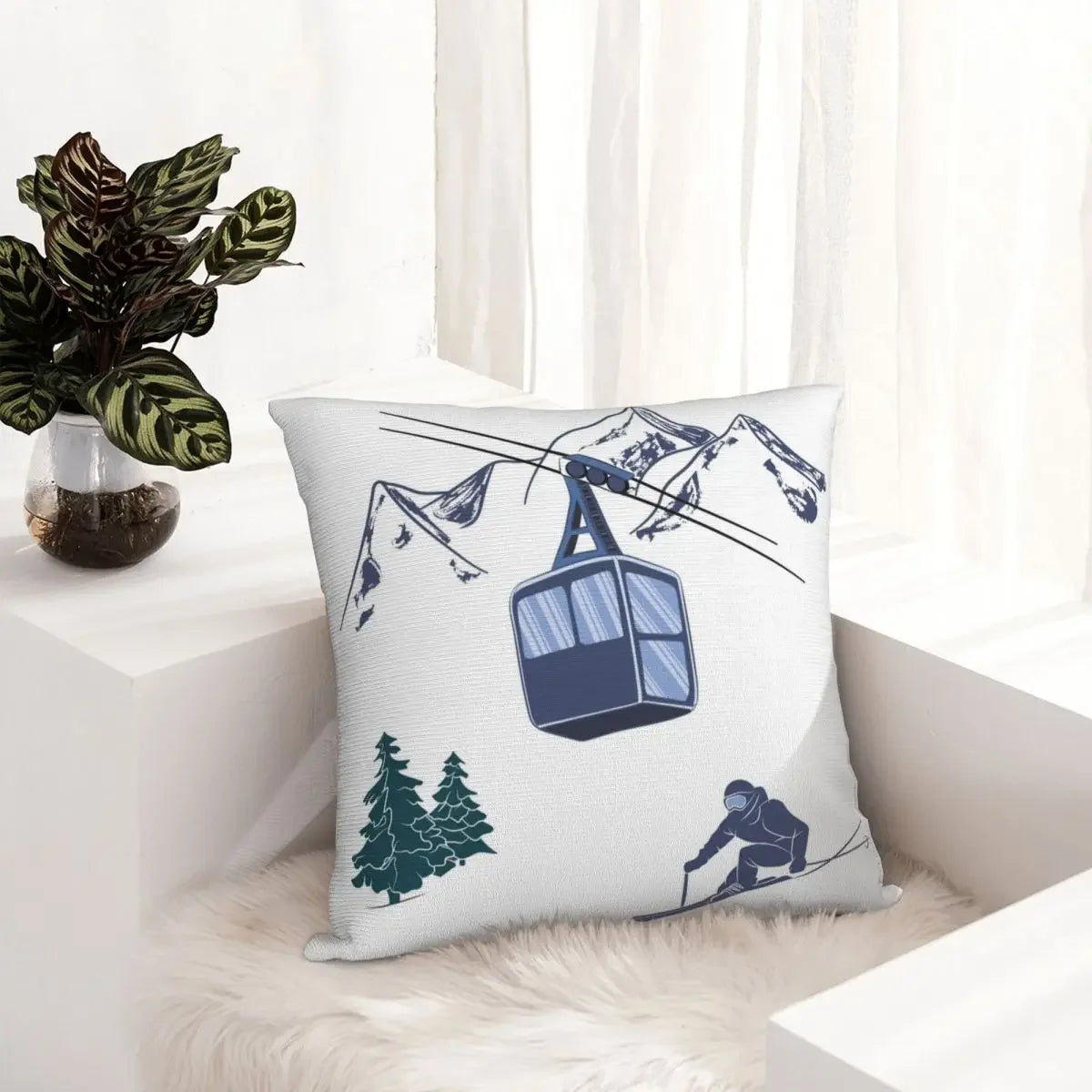 Coussin déco montagne carré et tendance