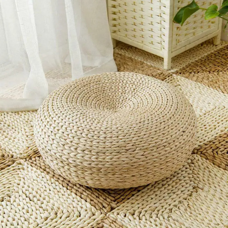 Coussin sol artisanal en paille