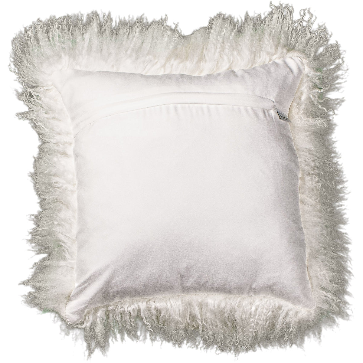 Dos de la housse carrée 45x45 cm en tissu doux assorti, avec fermeture éclair
