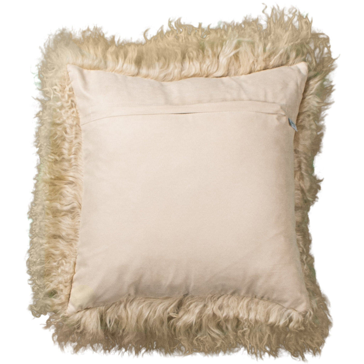 Dos de la housse carrée 45x45 cm en tissu doux assorti, avec fermeture éclair