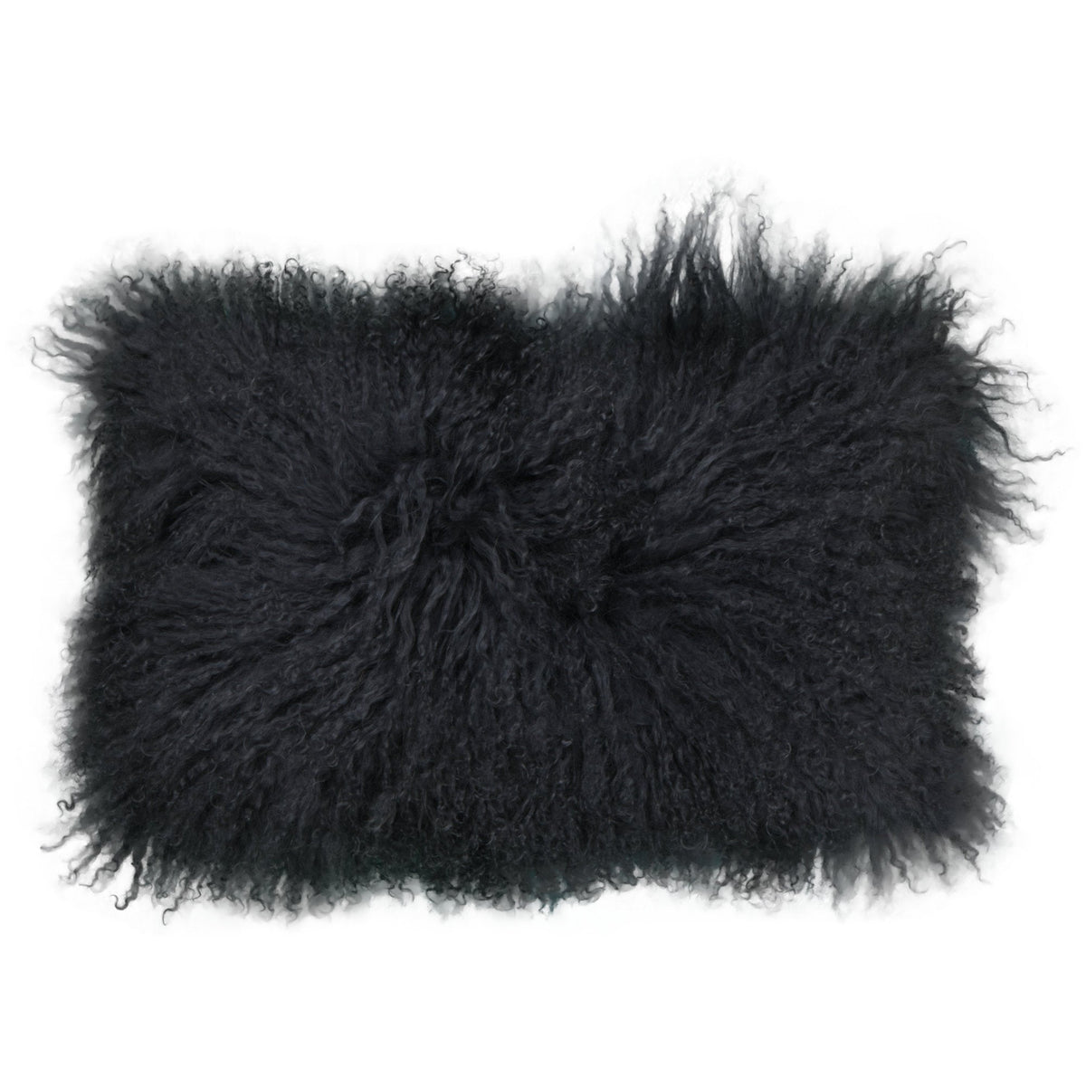 Housse de coussin en fourrure de mouton tibétain essence, format rectangulaire 30x50 cm vu de face