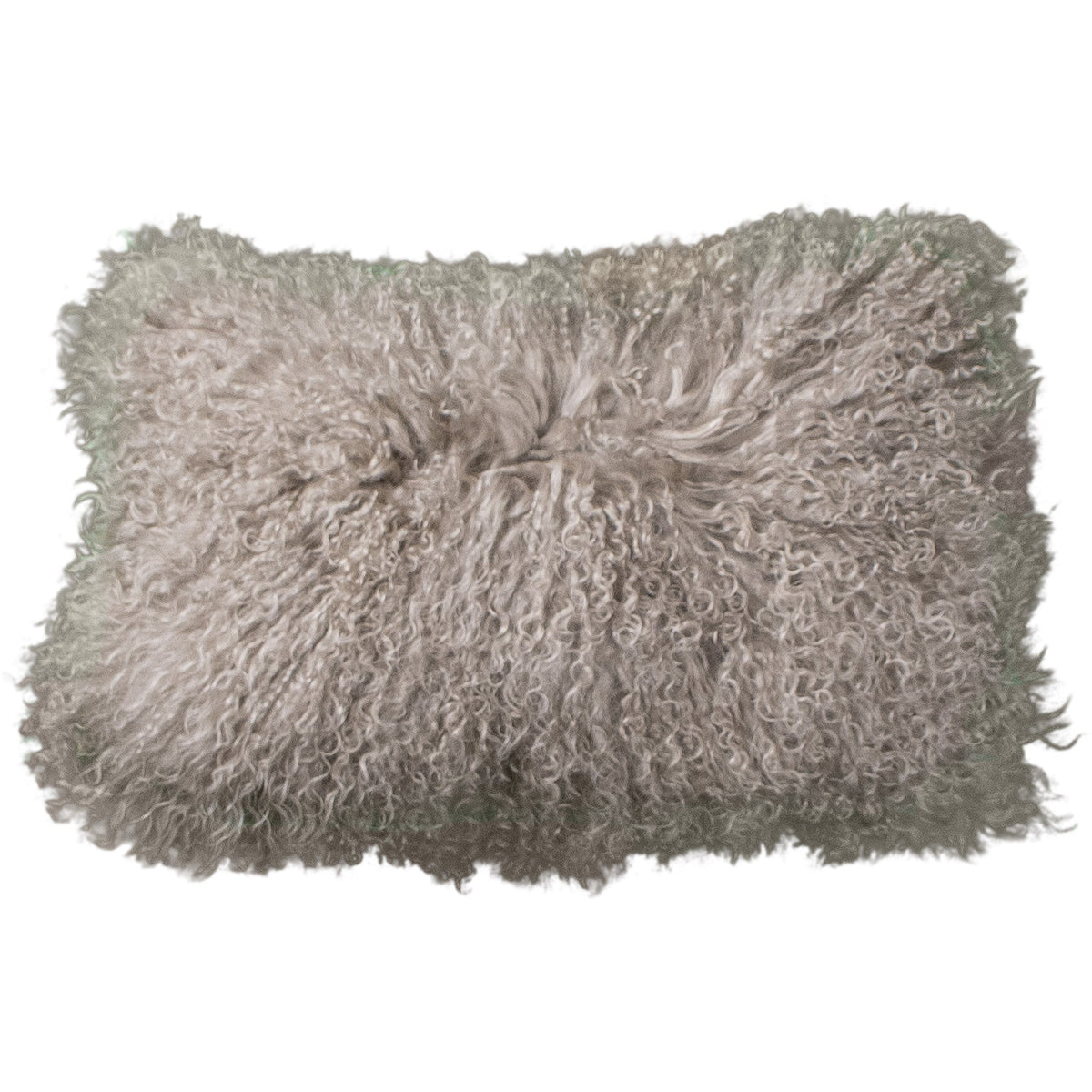 Housse de coussin en fourrure de mouton tibétain sable, format rectangulaire 30x50 cm vu de face