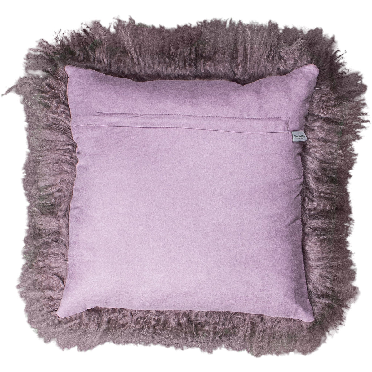 Dos de la housse carrée 45x45 cm en tissu doux assorti, avec fermeture éclair