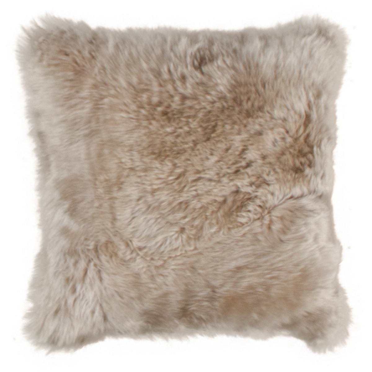 Housse de coussin en peau lainée de Nouvelle-Zélande lin, carré 45x45 cm vu de face, laine épaisse beige rosé