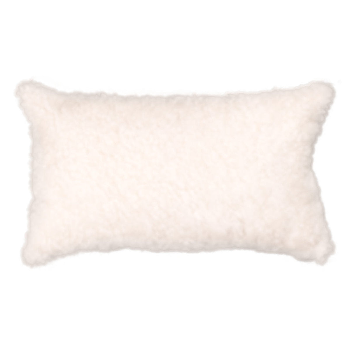 Housse de coussin en toison bouclée blanche, rectangulaire 30x50 cm vu de face