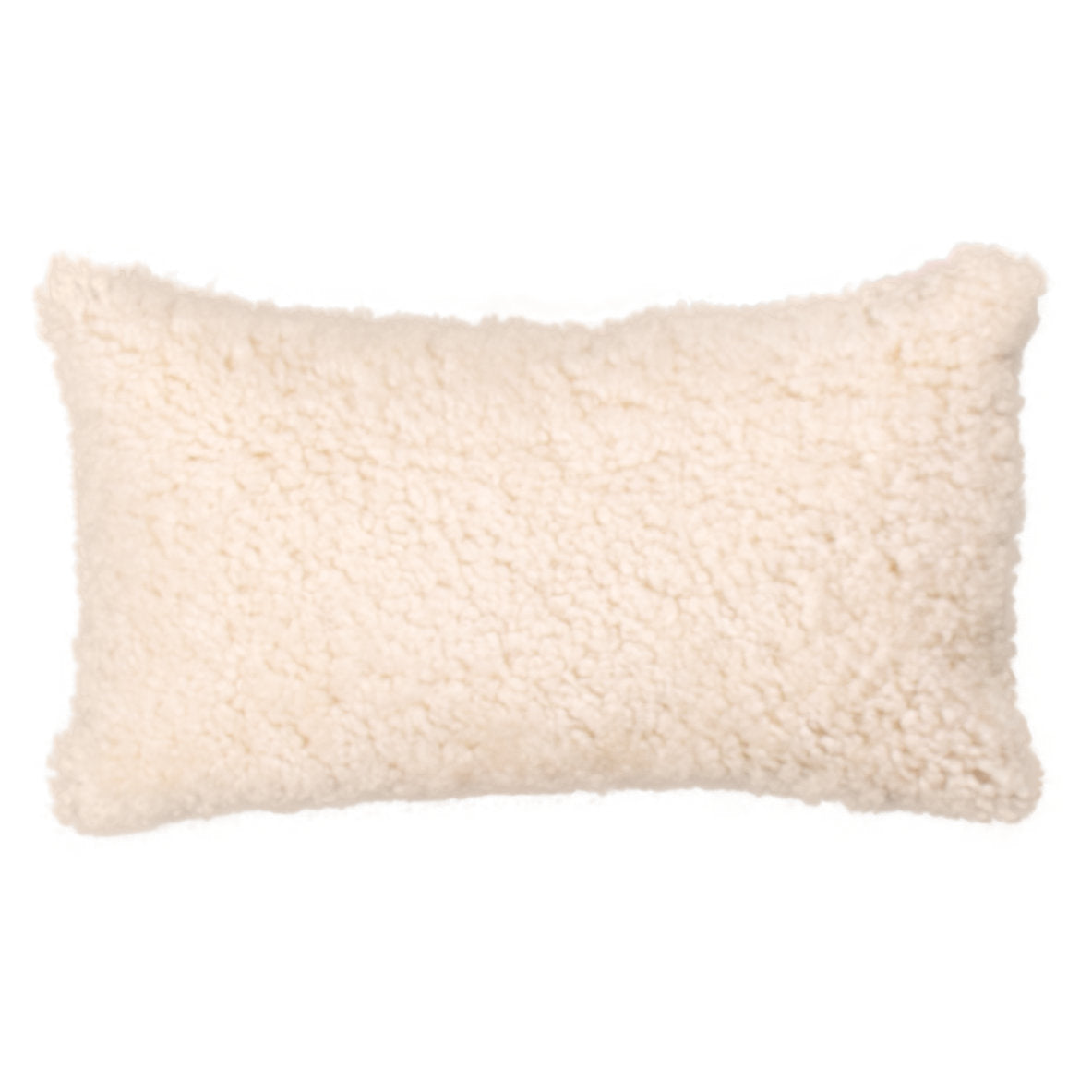 Housse de coussin en toison bouclée clair de lune, rectangulaire 30x50 cm vu de face